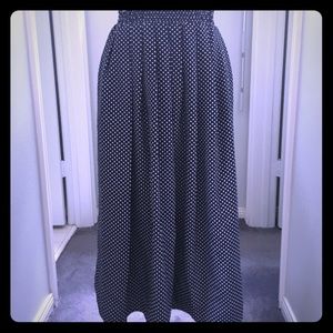 Navy polka dot skirt